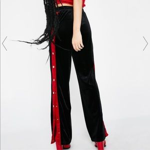 Snap down velour track pants dolls kill L